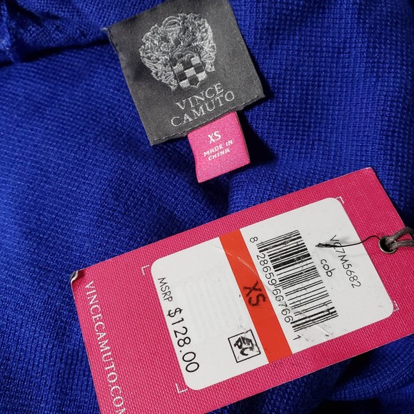 Vince Camuto Women's size X-Small Cobalt Blue Knit Stretch Knee Length Dress NWT - Picture 7 of 9